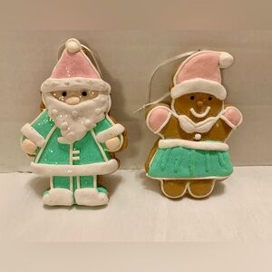 Santa gingerbread and girl gingerbread ornament set